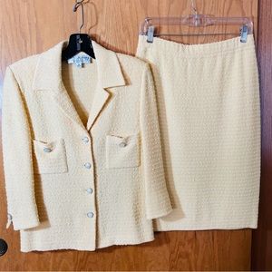 St. John Collection 2-Piece Skirt Set, light yellow, women’s size 8P